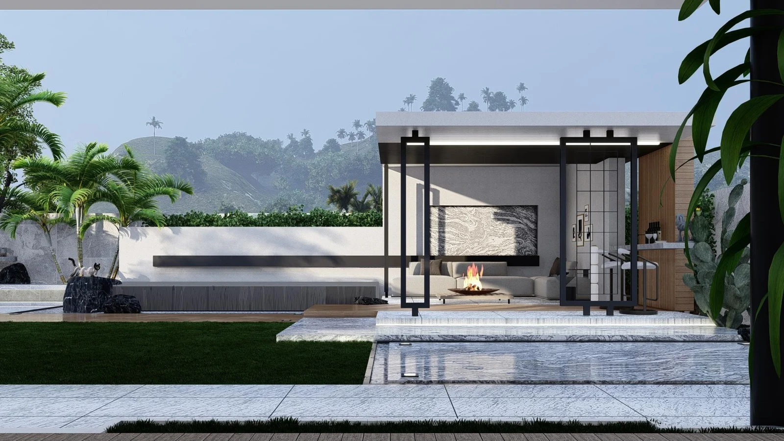 446㎡ · 现代庭院 · 设计方案 · 效果表达,非完工实拍